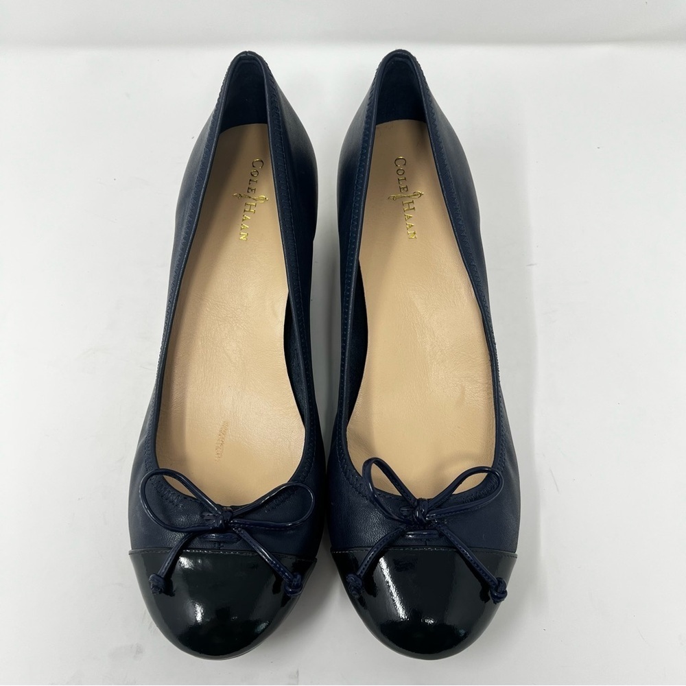 Cole Haan Navy Blue Flats with Bow Accent - Picture 5 of 10